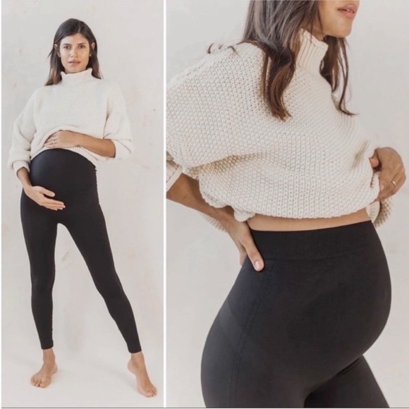 NWT BLANQI EVERYDAY Maternity Belly Support Leggings in Black Sz L - Picture 2 of 10